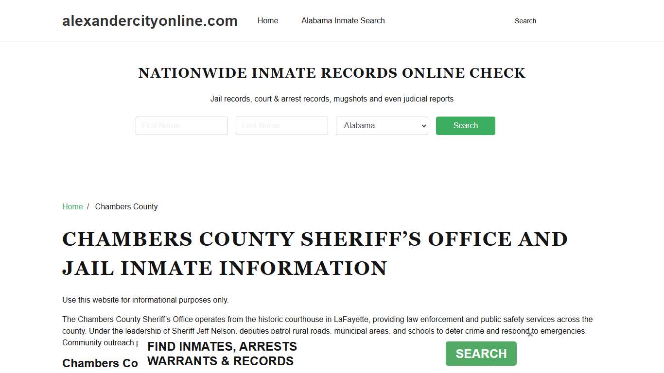 Chambers County Sheriff, AL, Jail Inmate Search, Recent Arrests